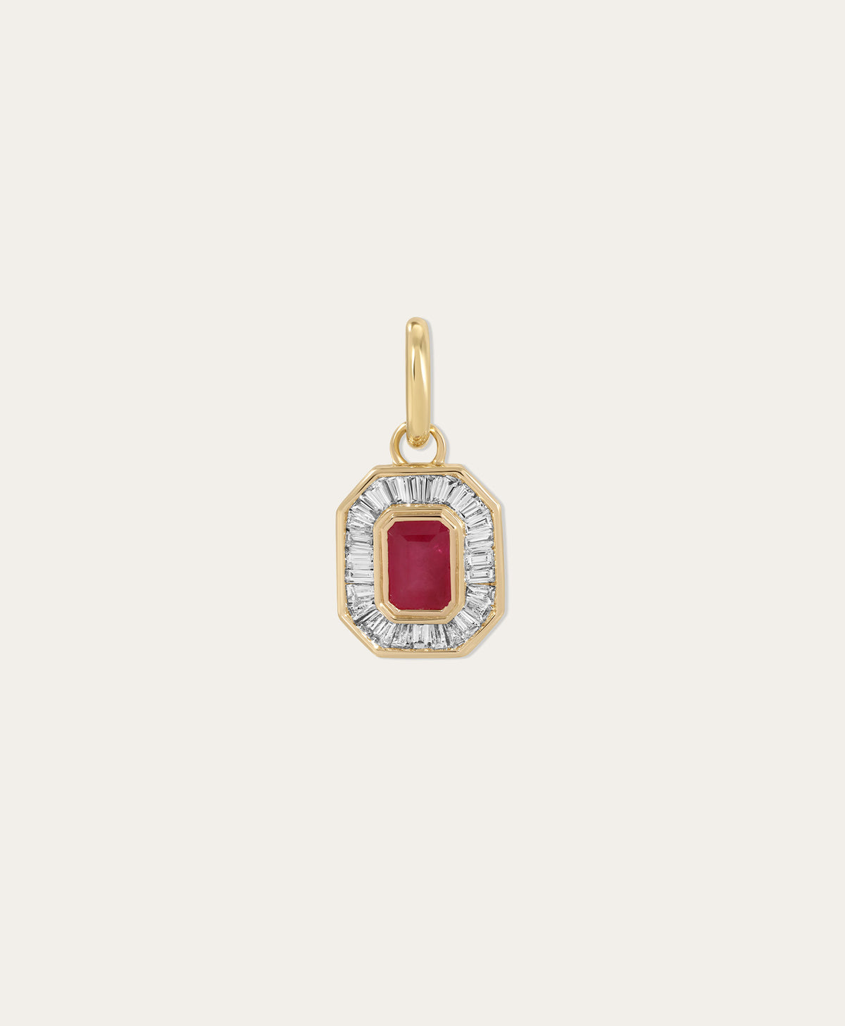 Deco Diamond + Ruby Hinged Charm