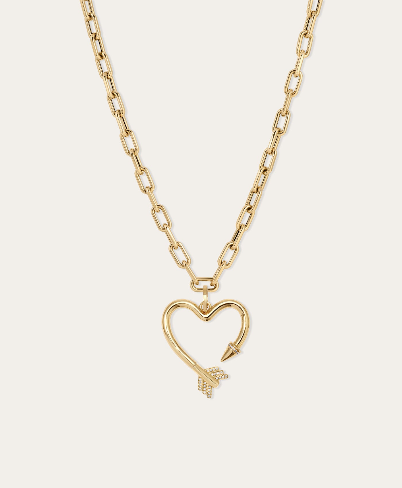 Diamond Arrow Heart Hinged Charm for Big Beads