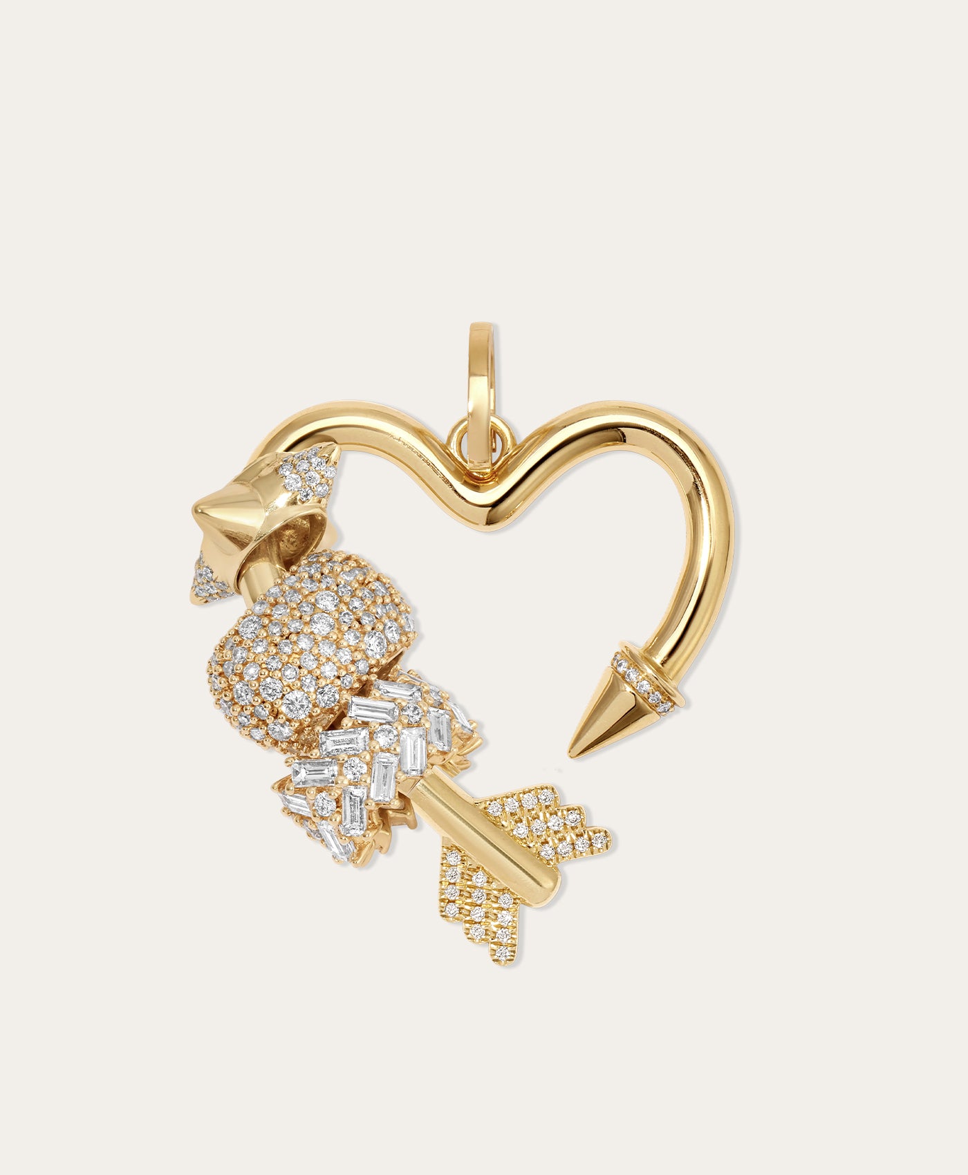 Diamond Arrow Heart Hinged Charm for Big Beads
