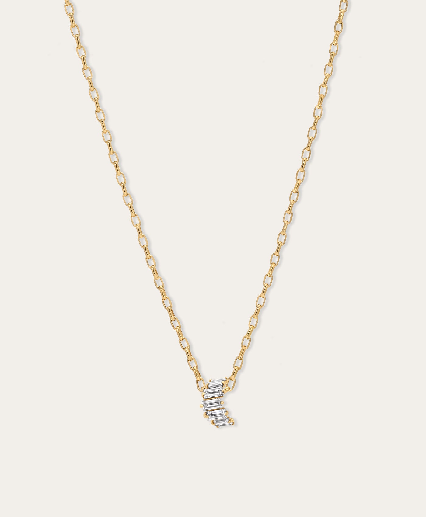 Diamond Baguette Tiara Big Bead Necklace