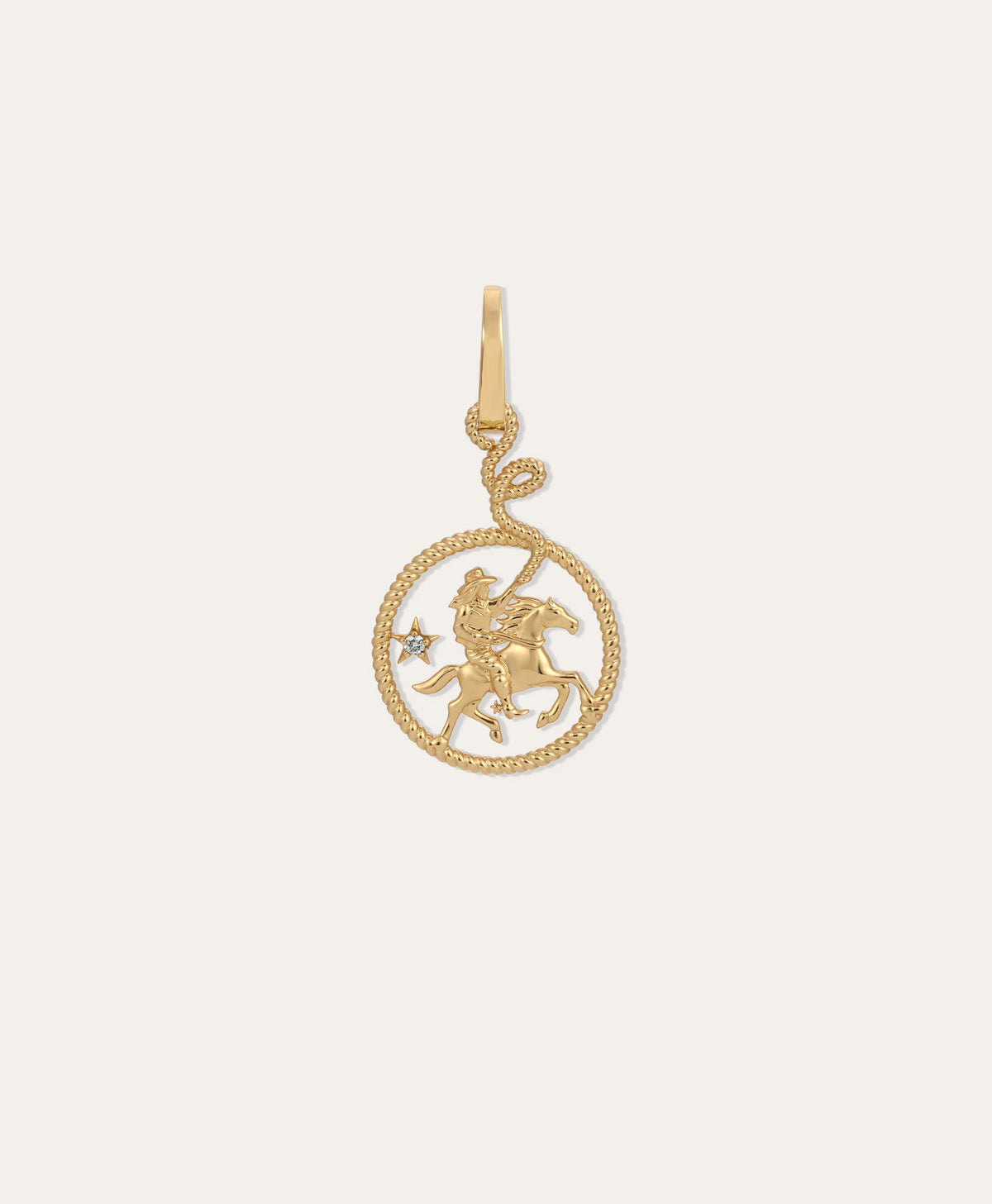 Diamond Cowgirl with Lasso Hinged Charm