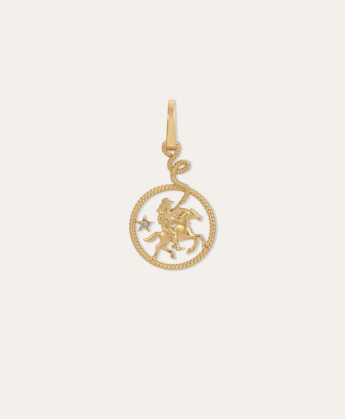 Diamond Cowgirl with Lasso Hinged Charm