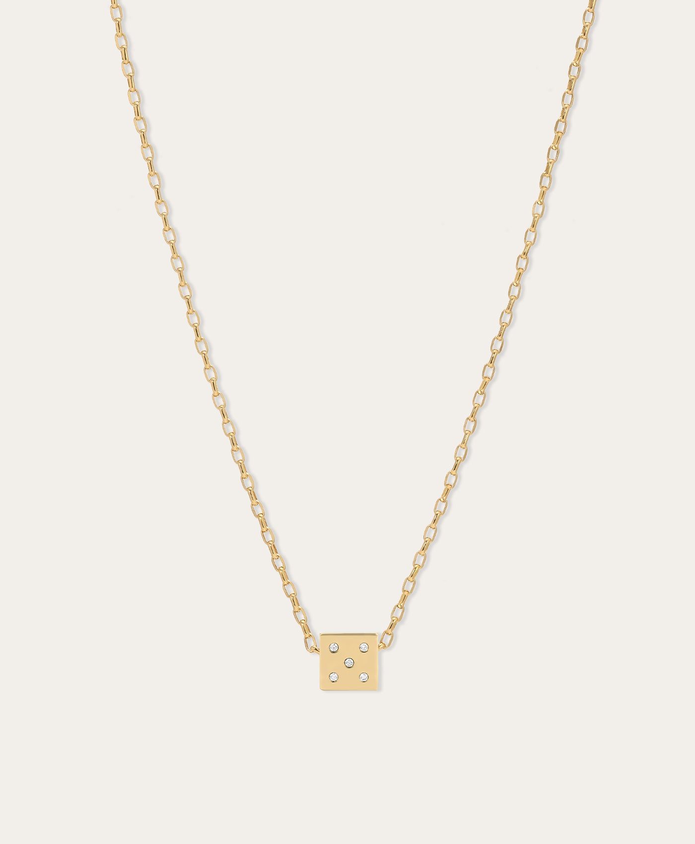 Diamond Dice Big Bead Necklace on 2mm Italian Chain