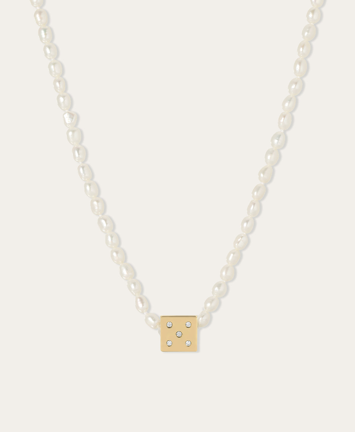 Diamond Dice Big Bead Seed Pearl Necklace