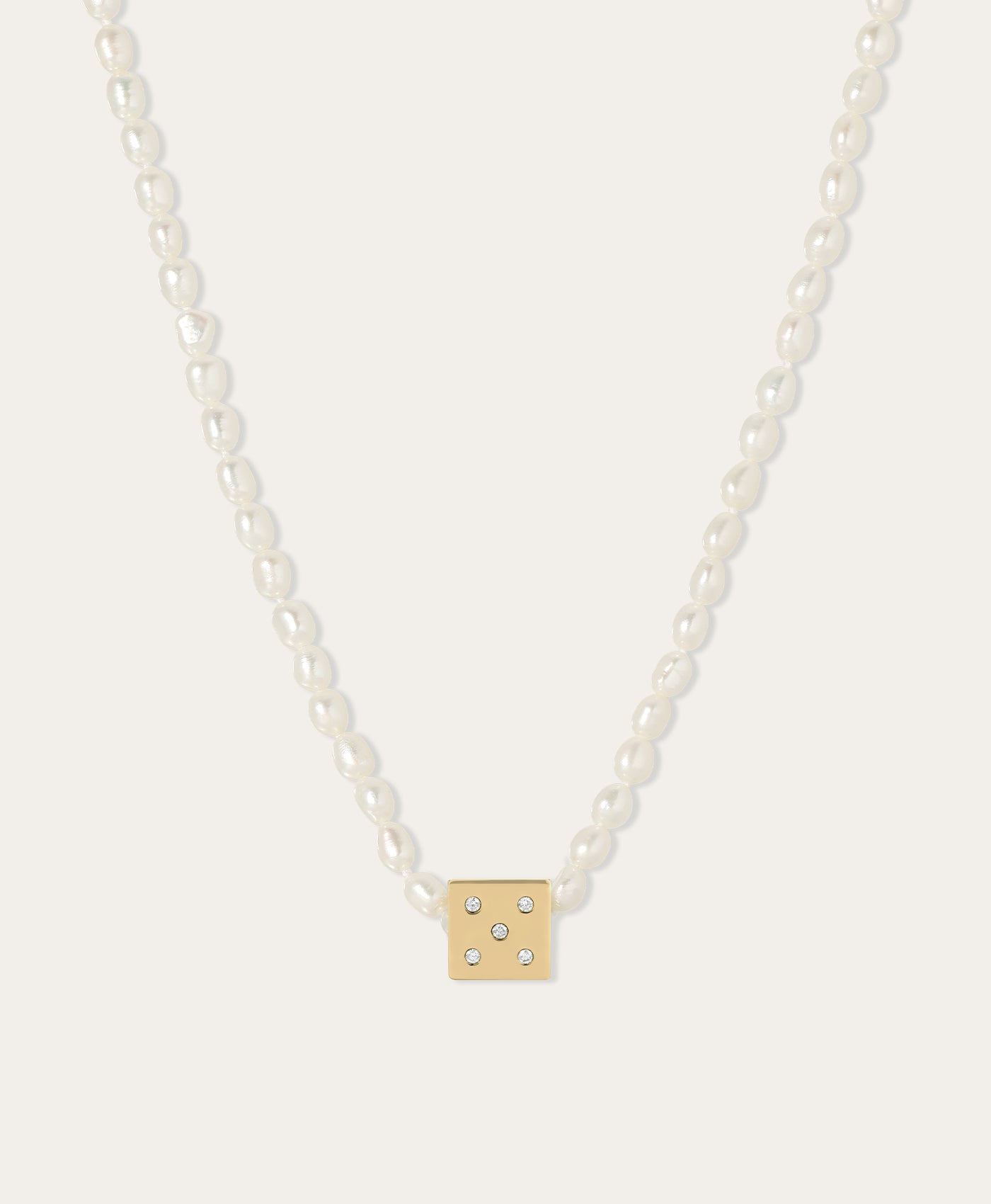 Diamond Dice Big Bead Seed Pearl Necklace