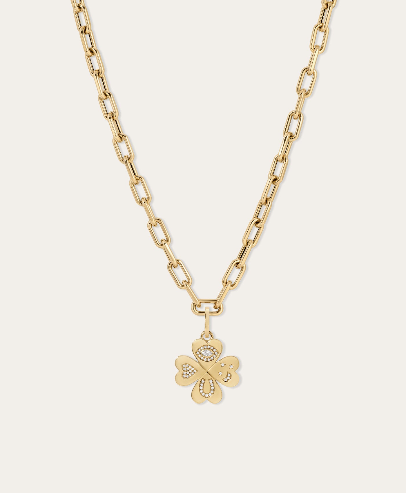 Good Luck Diamond Clover Charm Necklace