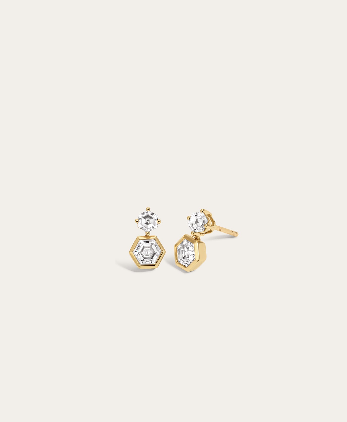 Diamond Hexagon Drop Earrings