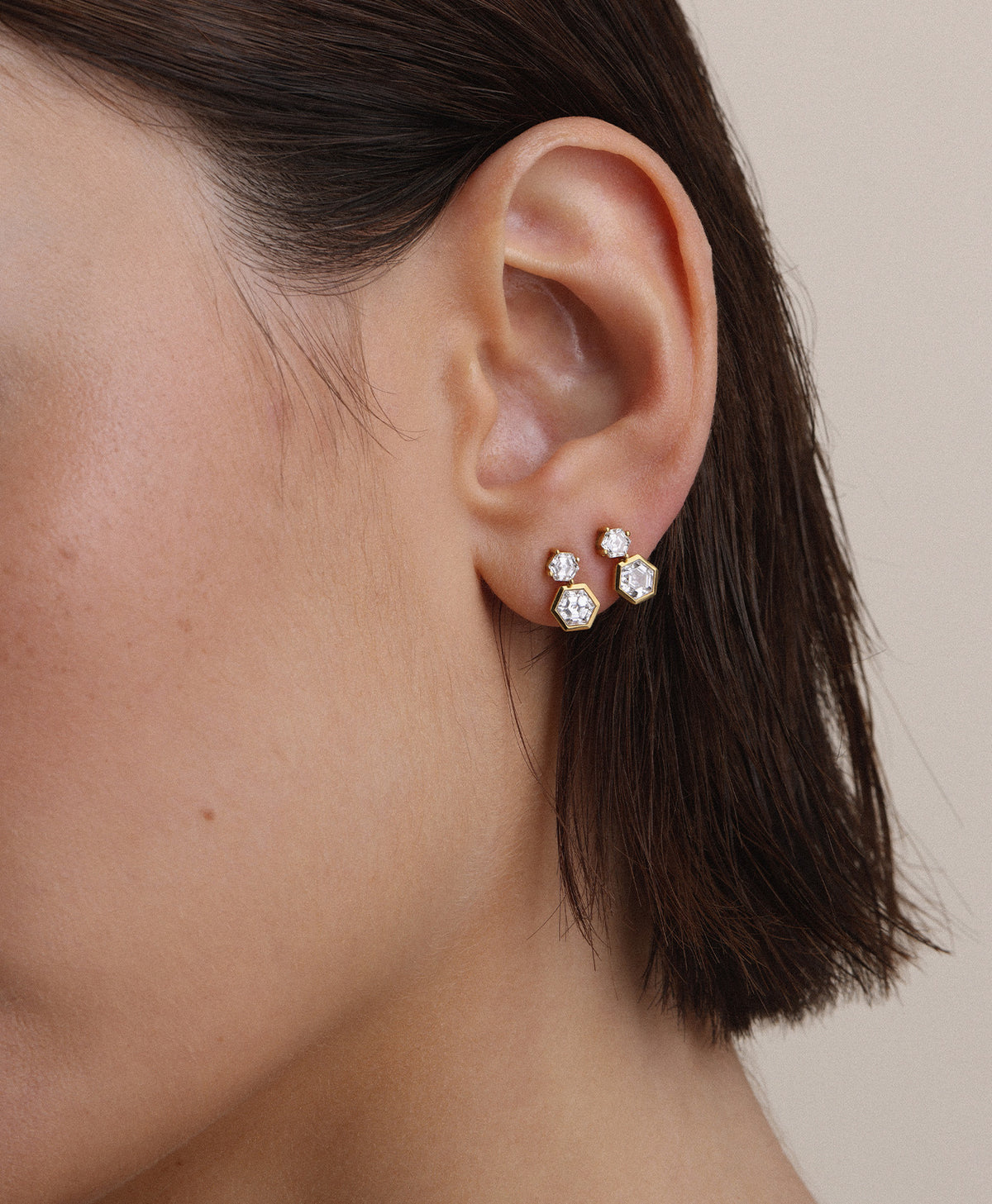 Diamond Hexagon Drop Earrings