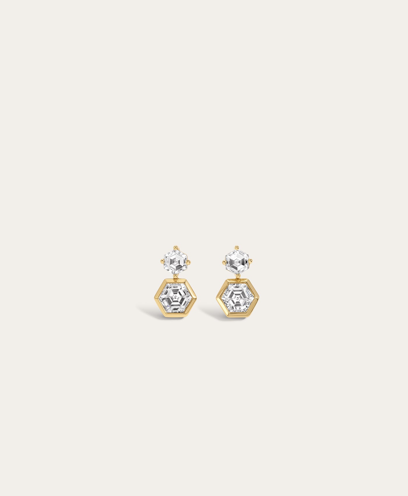 Diamond Hexagon Drop Earrings