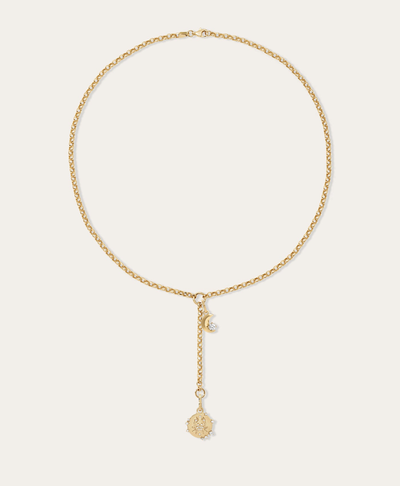 Moon and Star Signs Lariat Necklace