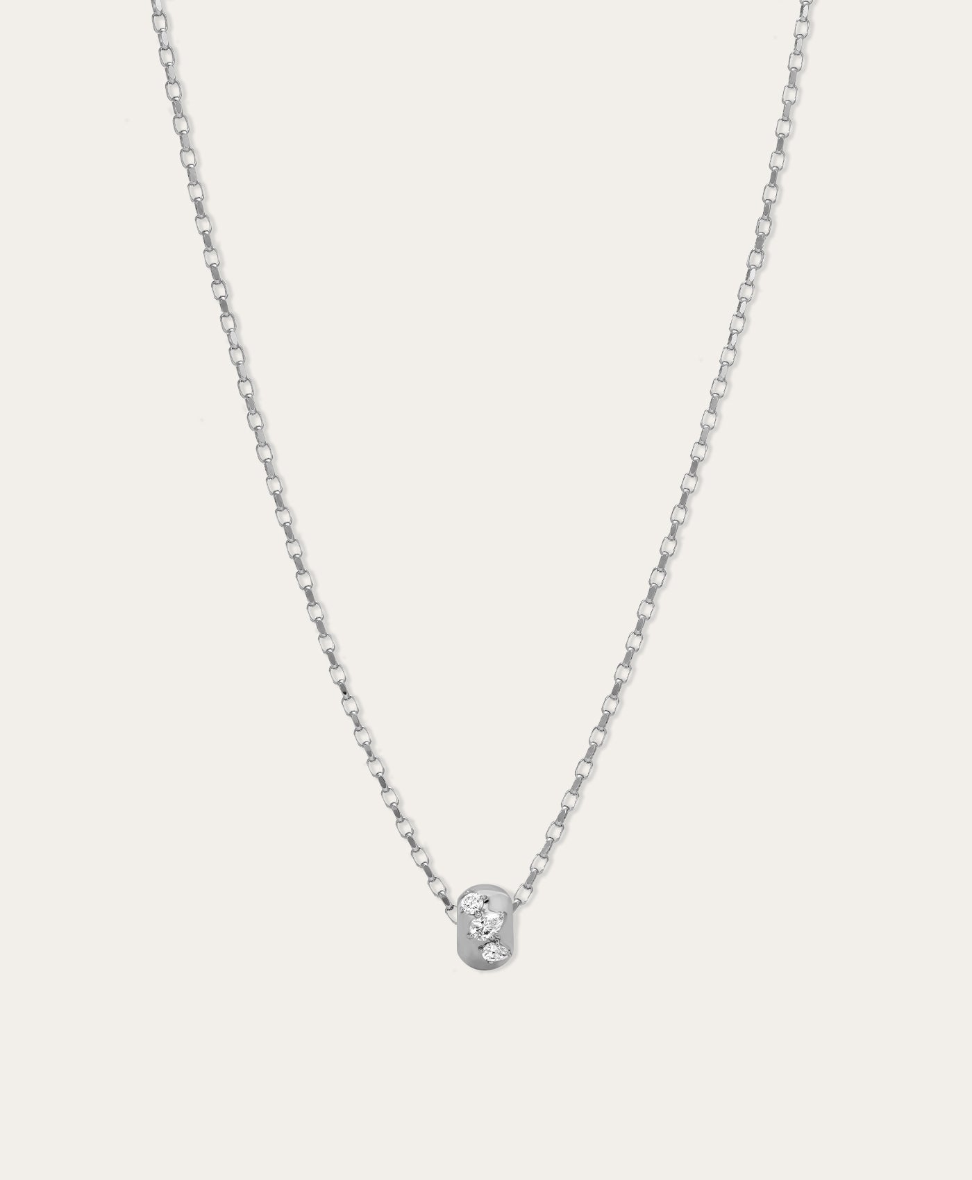 Diamond Pear Cluster Big Bead Necklace on 2mm Italian Chain