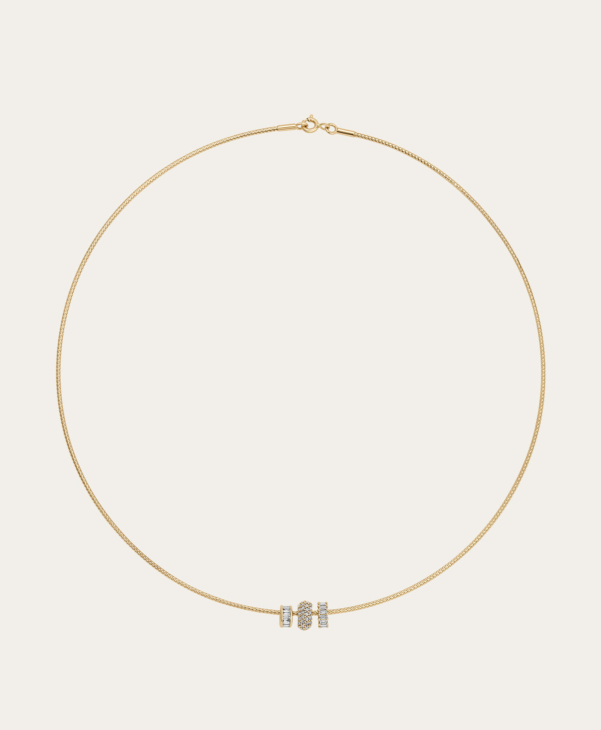 Diamond Trio Mini Bead Collar Necklace