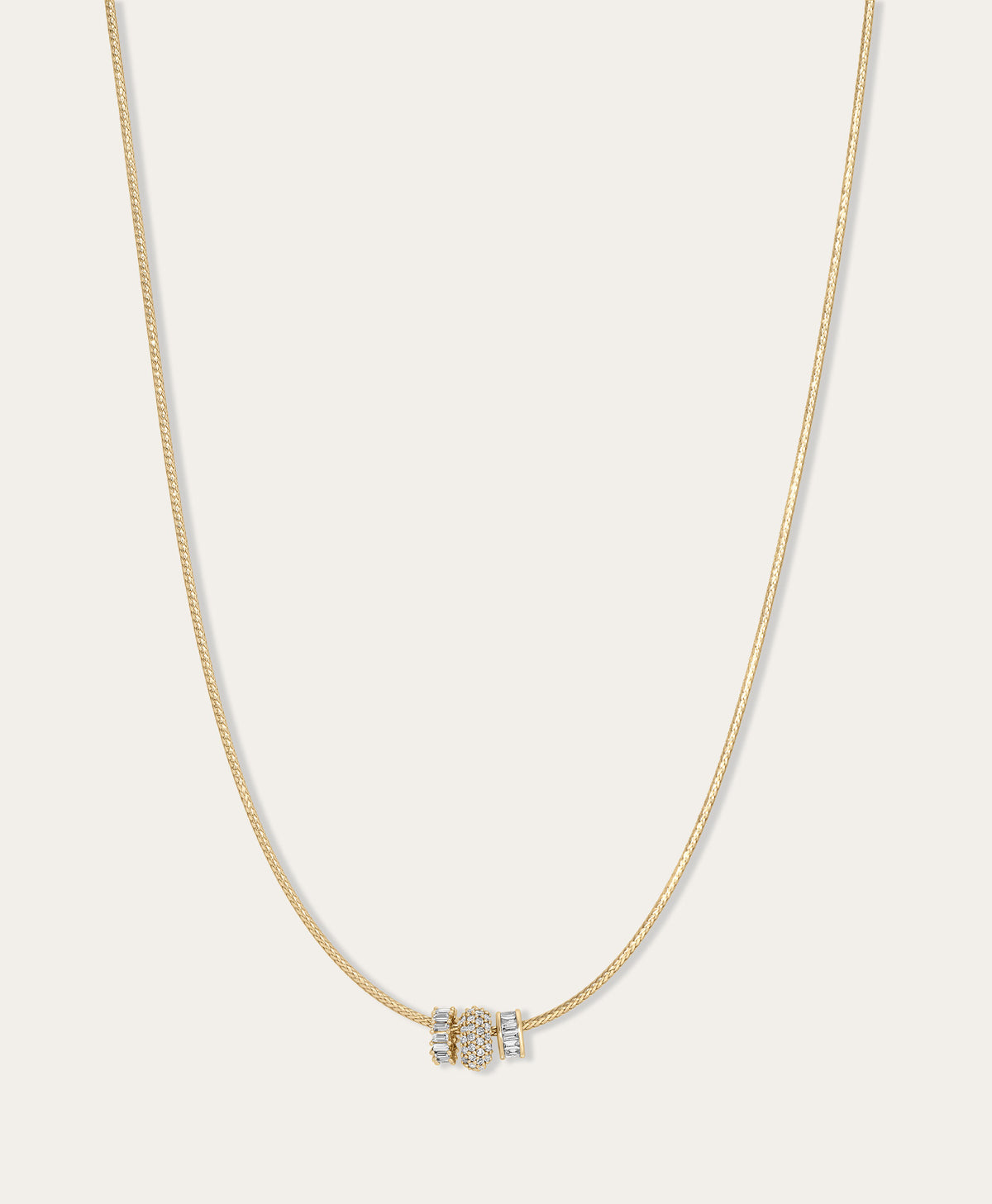 Diamond Trio Mini Bead Collar Necklace