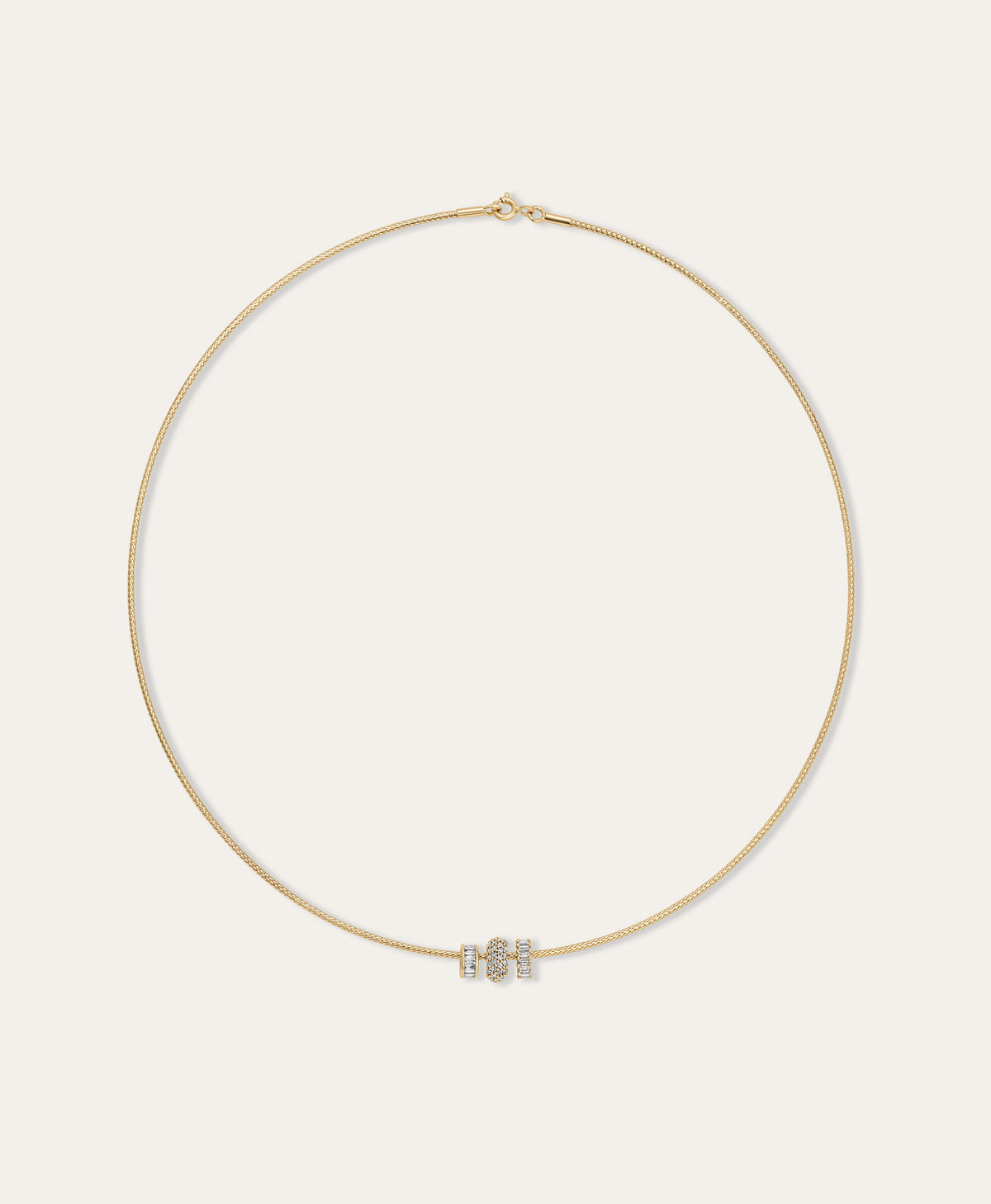 Diamond Trio Mini Bead Collar Necklace