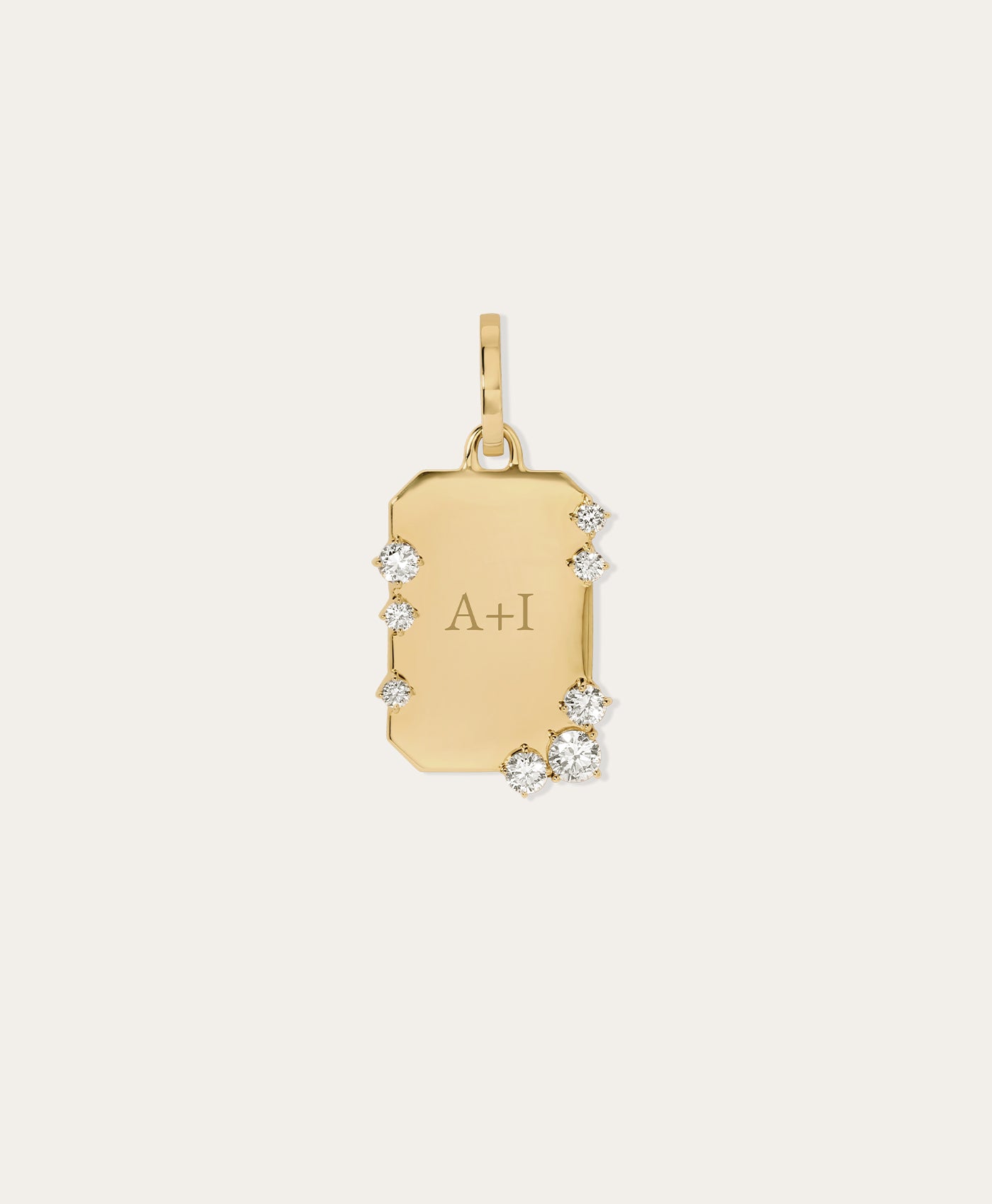 Diamond Dog Tag Hinged Charm - Lab Grown