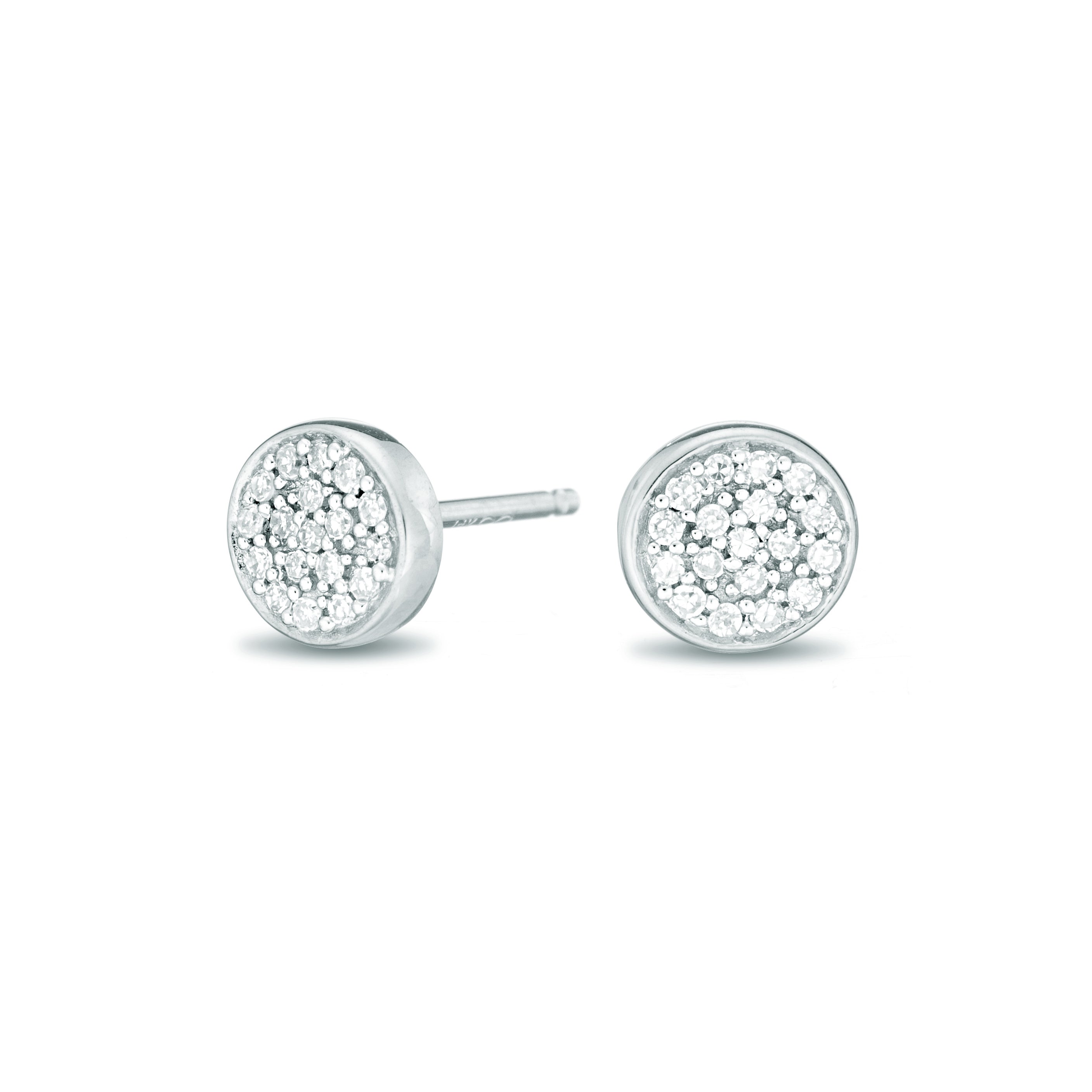 Solid Pavé Disc Posts in Sterling Silver