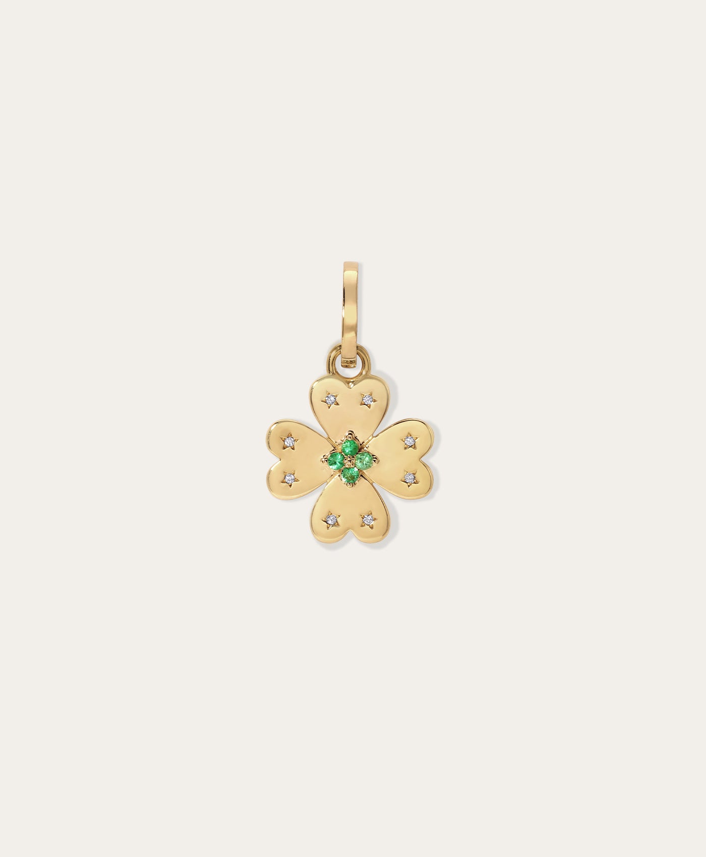 Emerald + Diamond Clover Hinged Charm