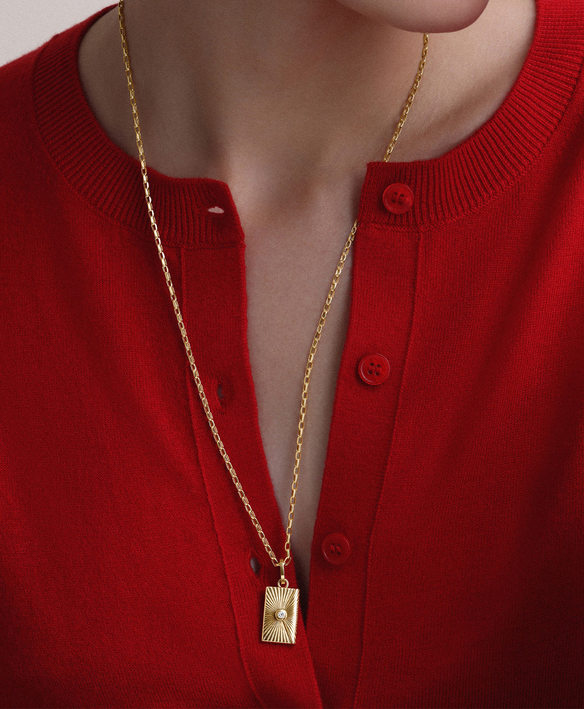 Engravable Groovy Diamond Envelope Charm Necklace