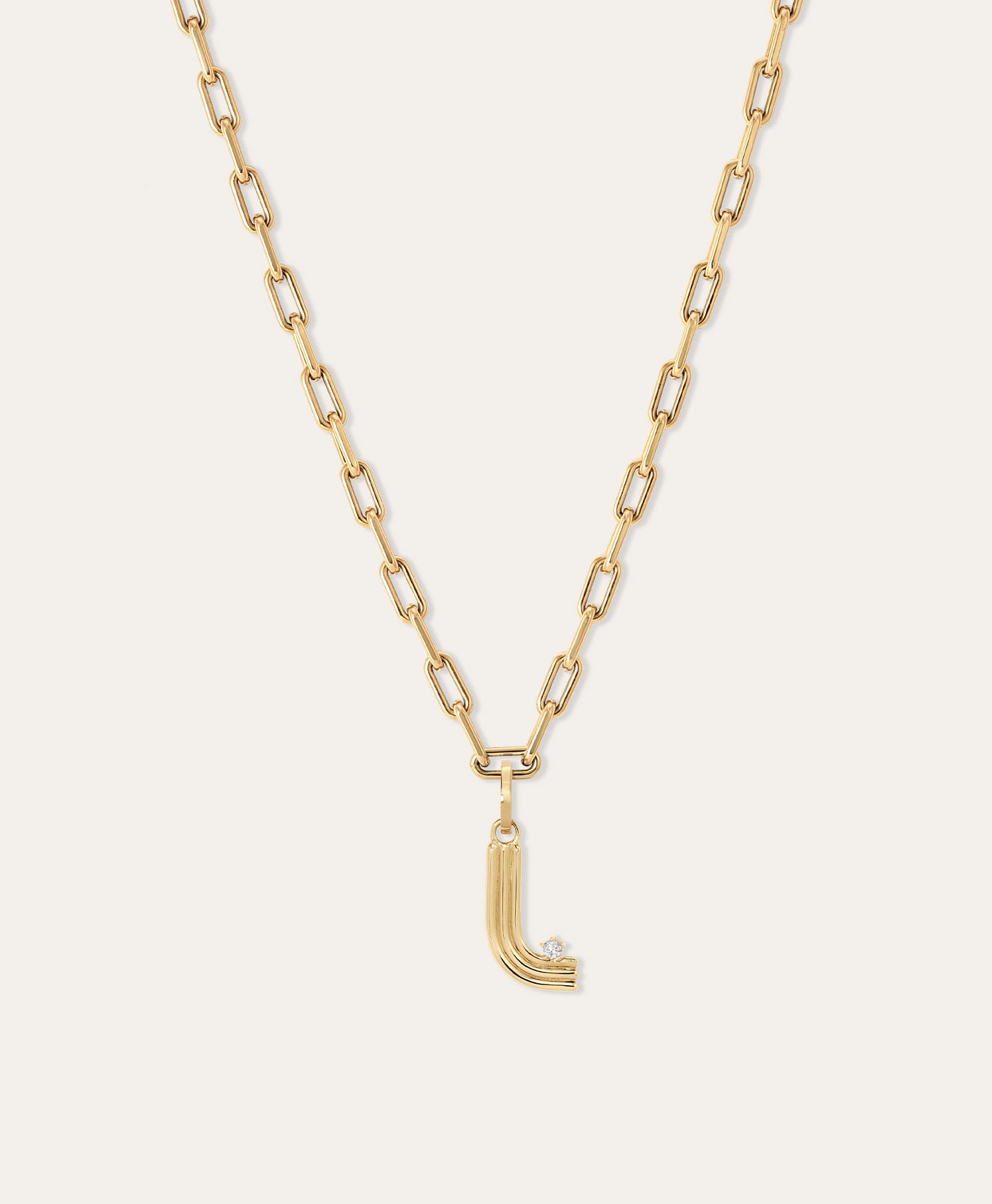 4mm Groovy Italian Chain Initial Necklace