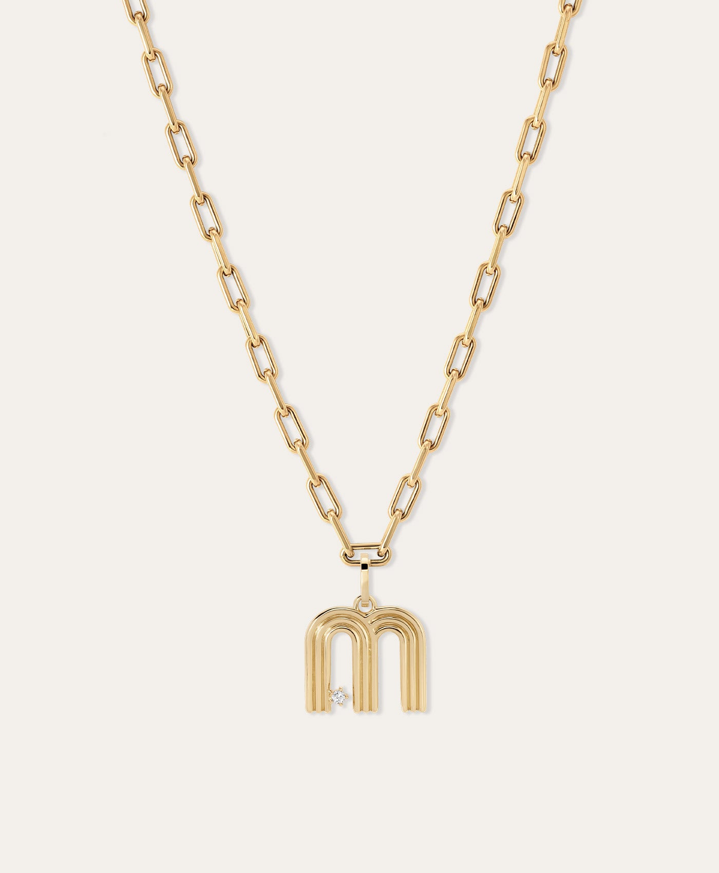 4mm Groovy Italian Chain Initial Necklace
