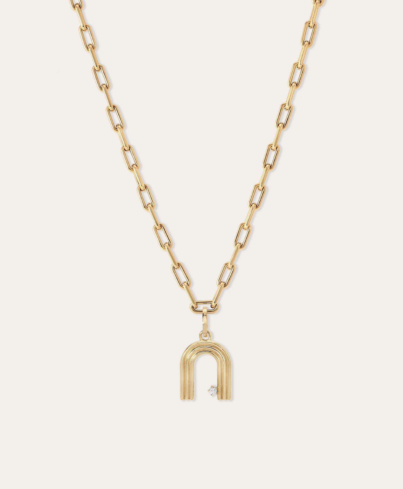 4mm Groovy Italian Chain Initial Necklace