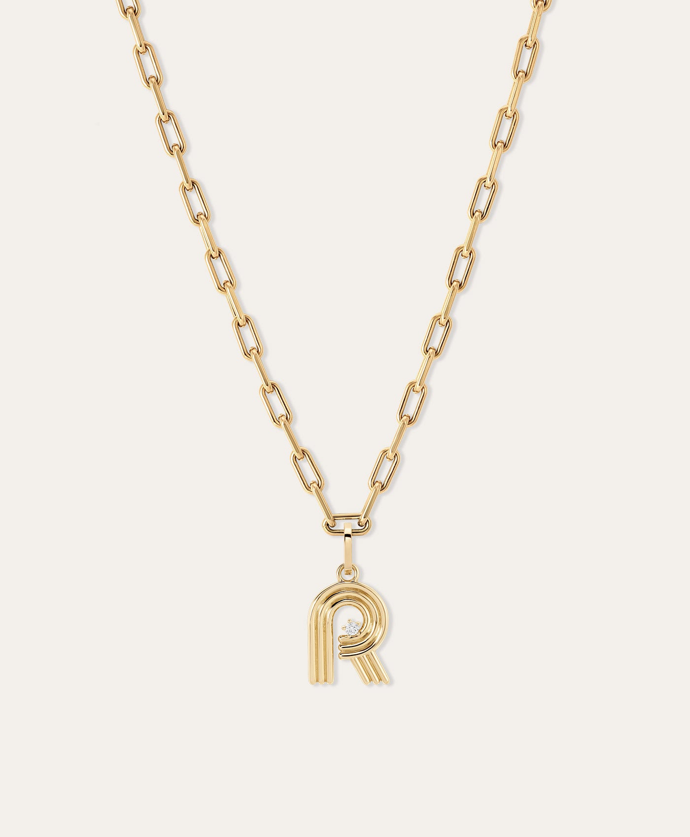 4mm Groovy Italian Chain Initial Necklace