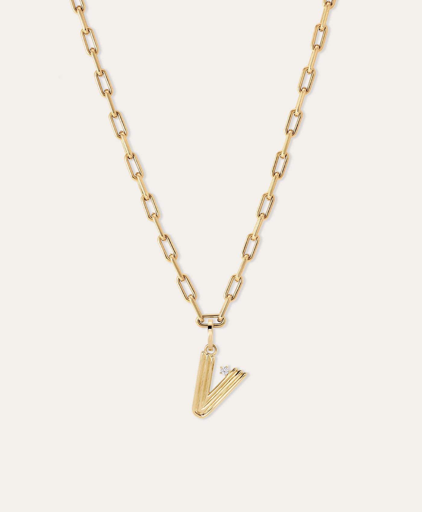 4mm Groovy Italian Chain Initial Necklace