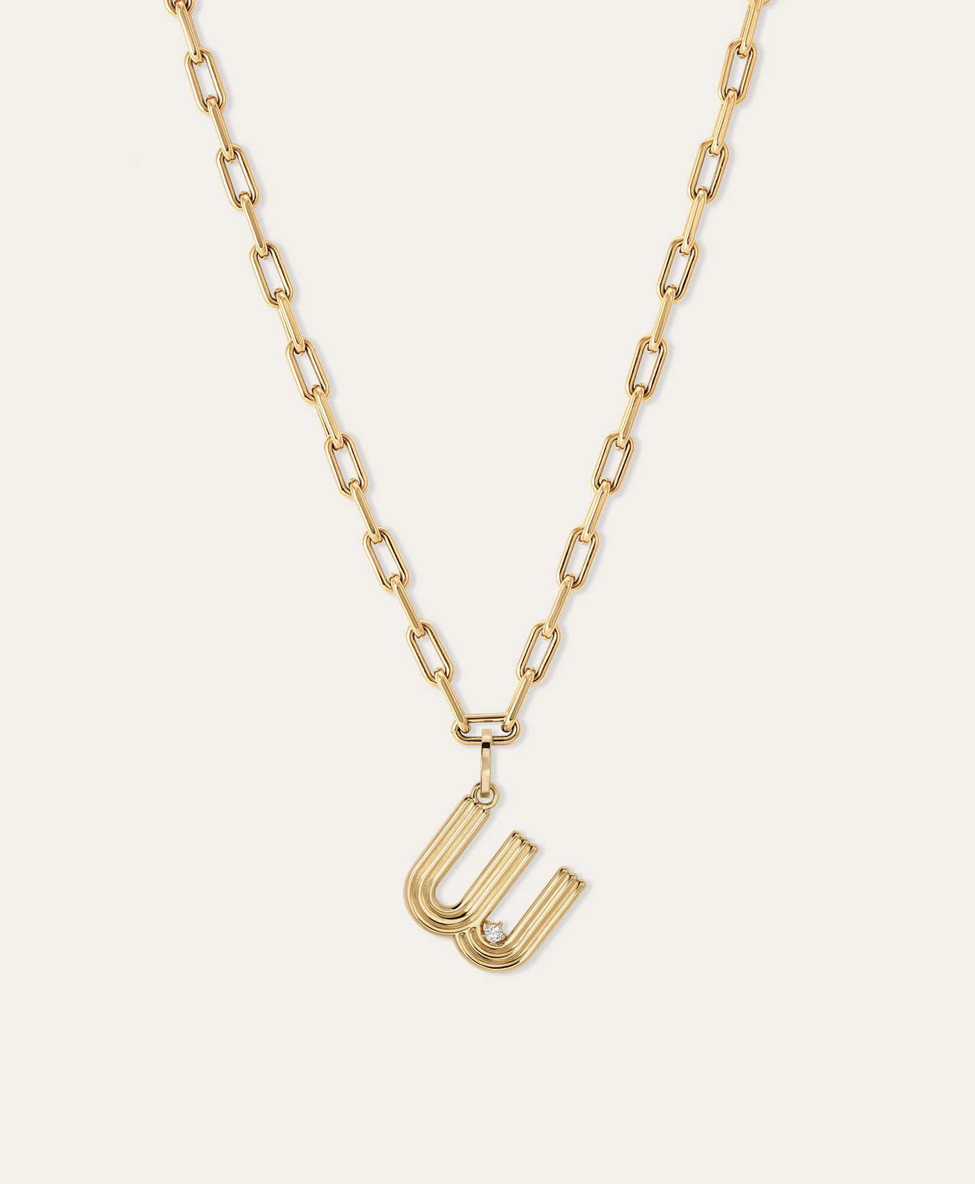 4mm Groovy Italian Chain Initial Necklace