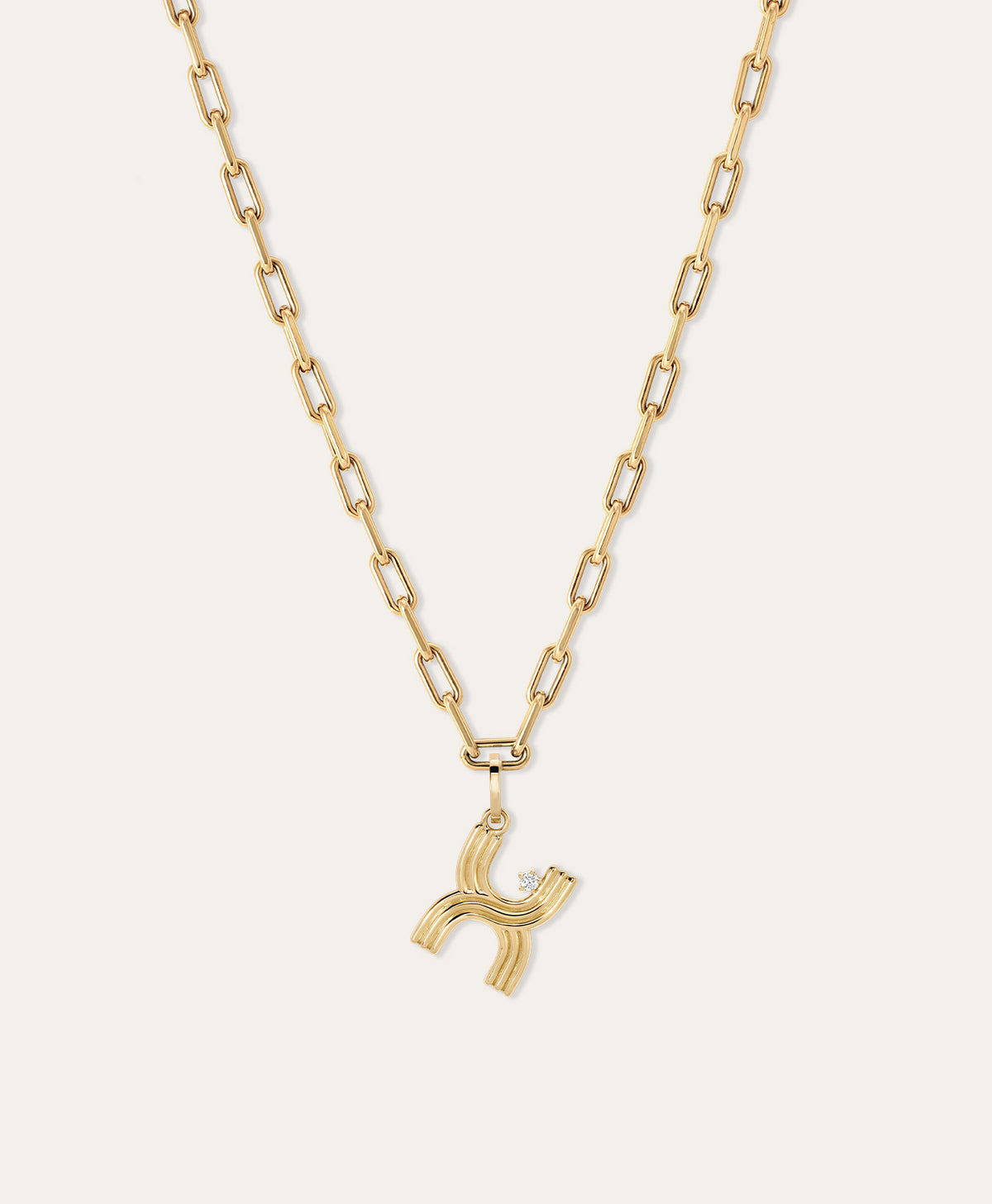 4mm Groovy Italian Chain Initial Necklace