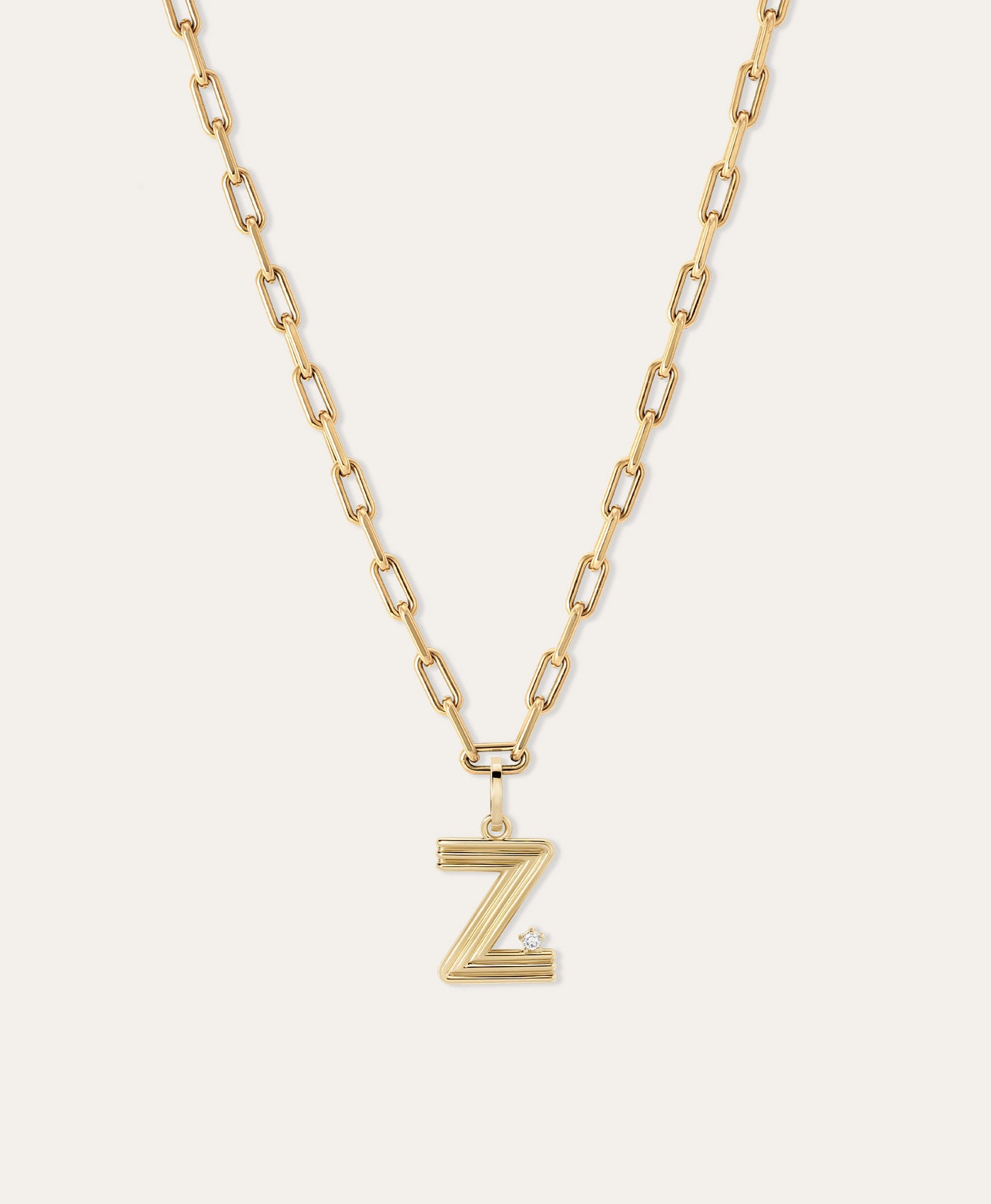 4mm Groovy Italian Chain Initial Necklace