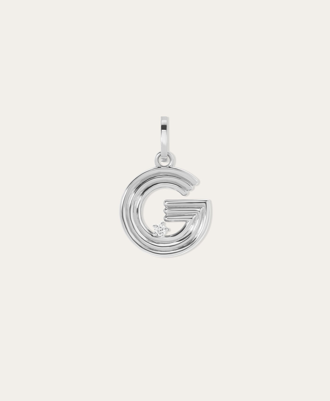 Groovy Diamond Initial Hinged Charm in Sterling Silver