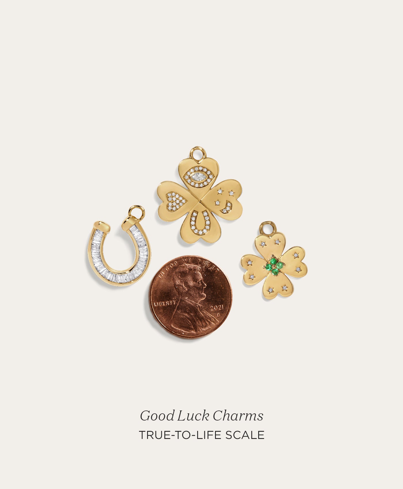 Good Luck Diamond Clover Hinged Charm