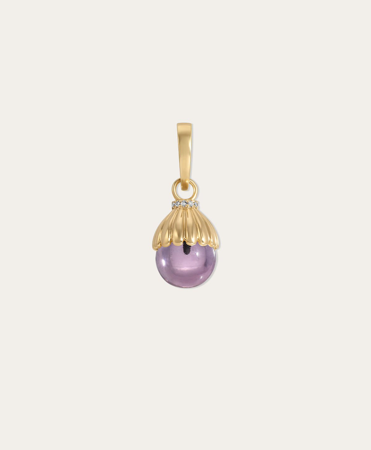 Groovy Amethyst + Diamond Cone Hinged Charm