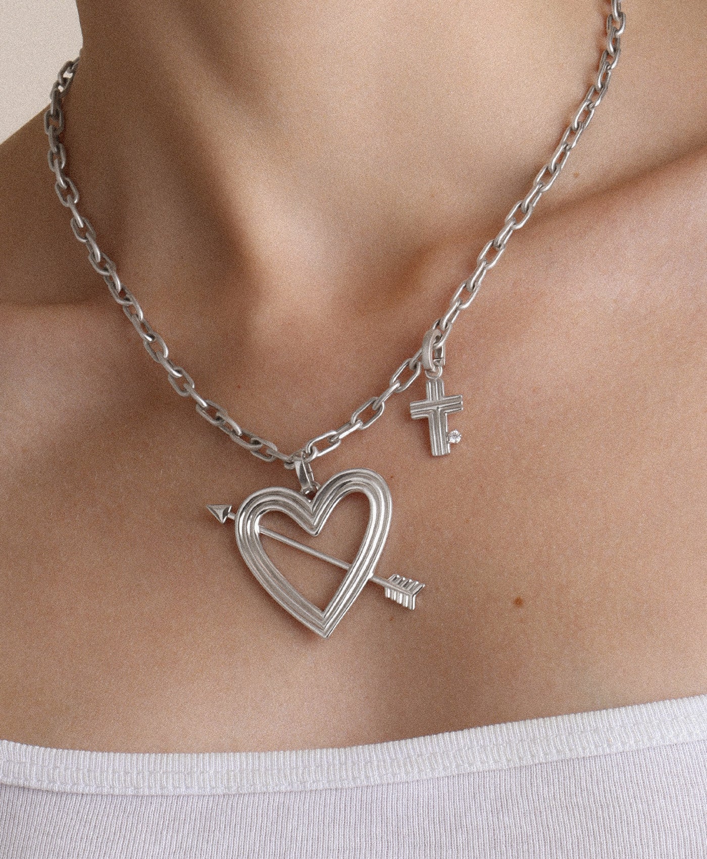 Groovy Cross Hinged Charm in Sterling Silver