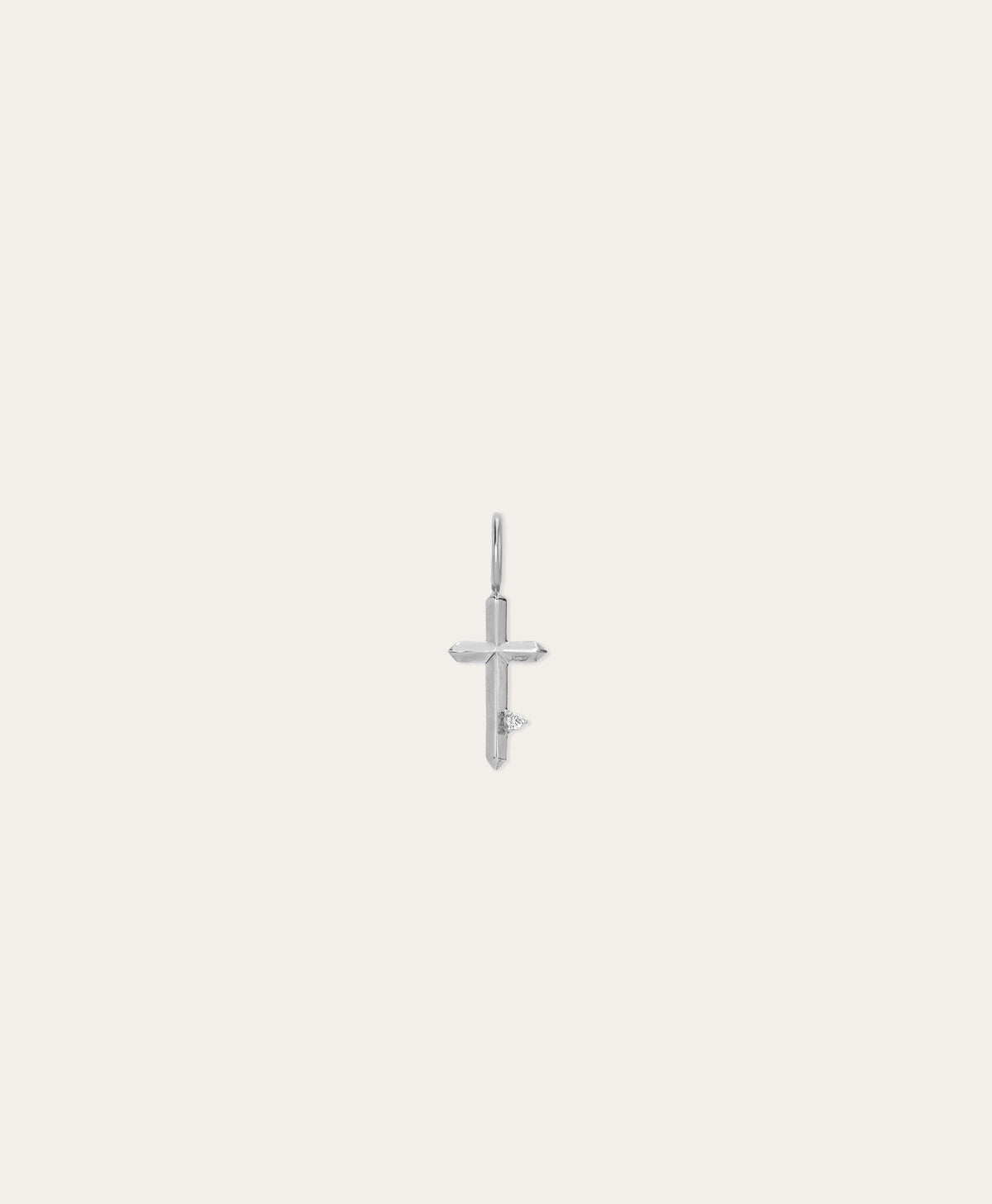 Diamond Cross Mini Charm in Sterling Silver