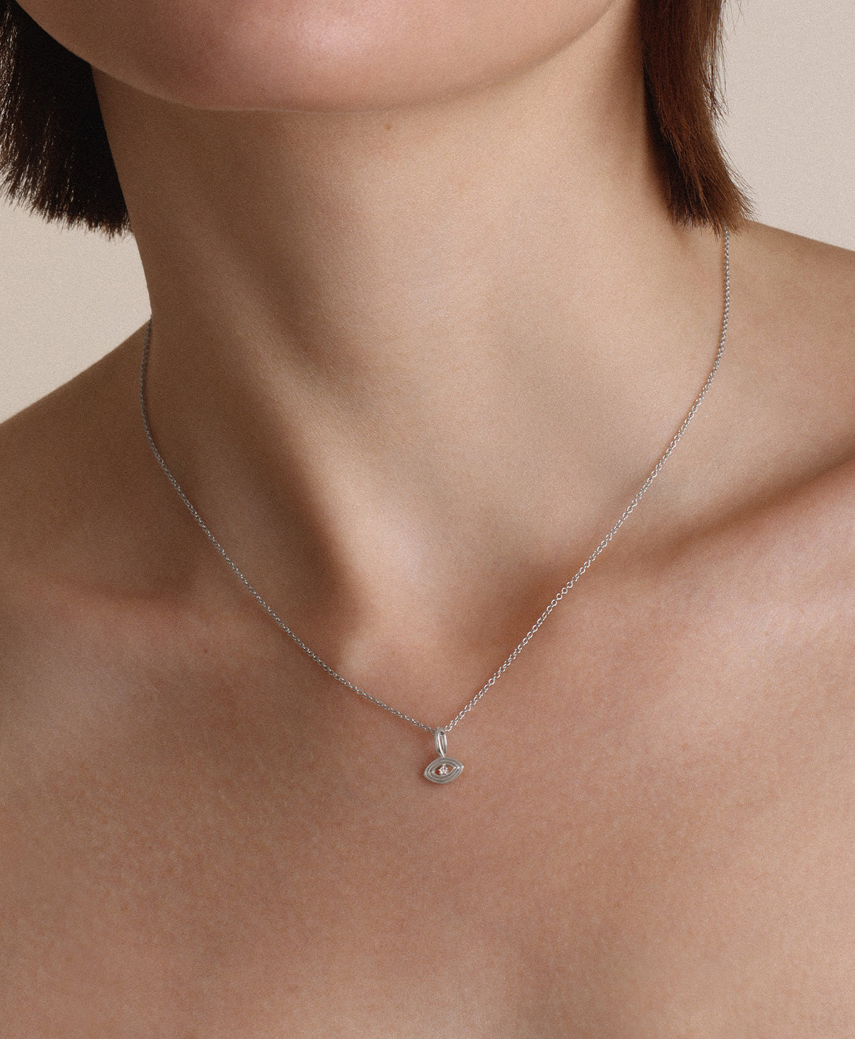 Groovy Diamond Evil Eye Mini Charm  in Sterling Silver