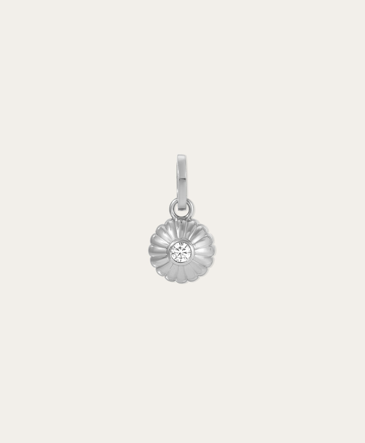 Groovy Diamond Flower Hinged Charm in Sterling Silver - Lab Grown
