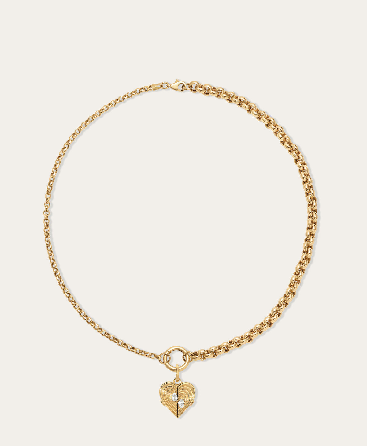 Groovy Diamond Heart Locket Charm Necklace