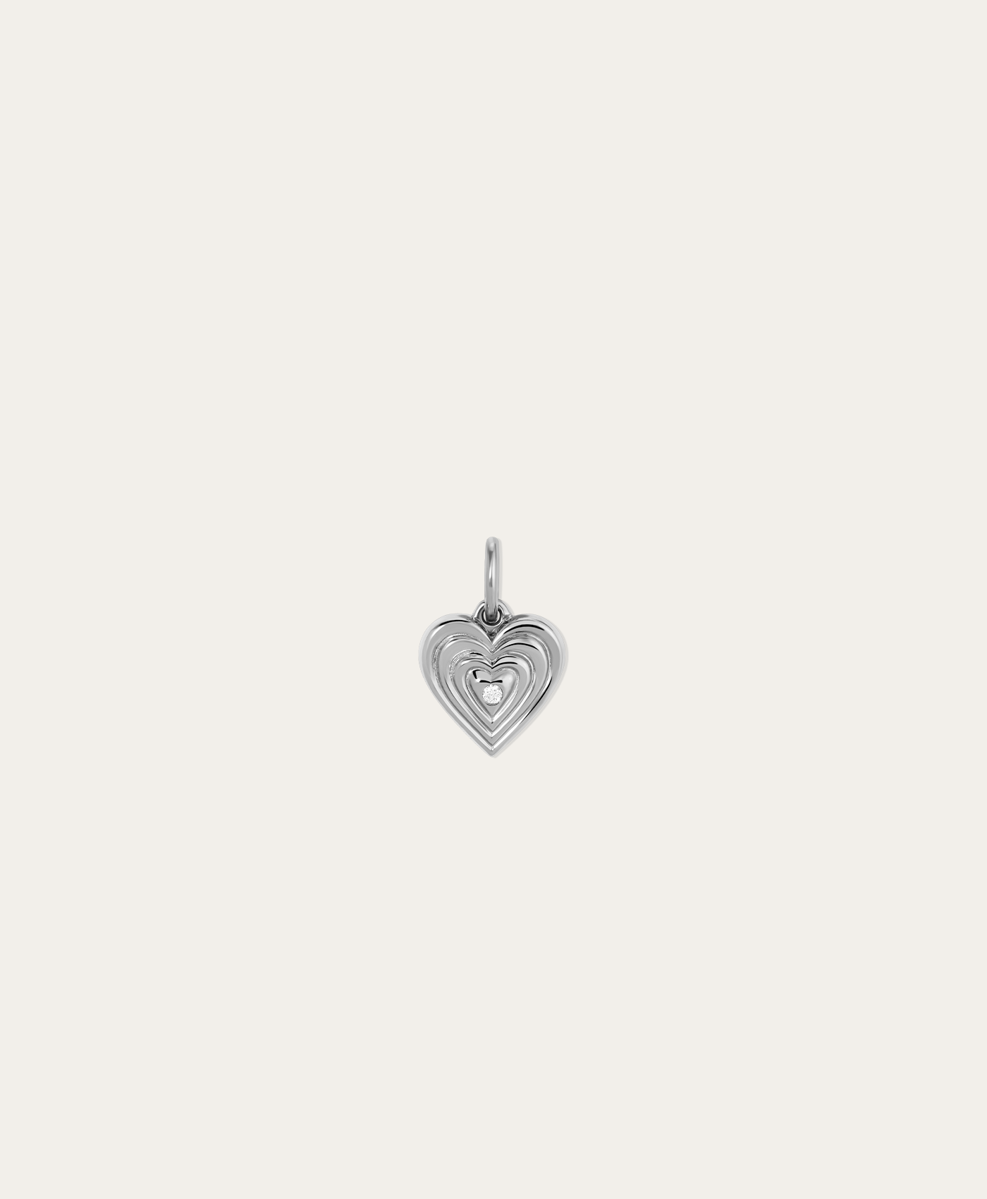 Groovy Diamond Heart Locket Mini Charm in Sterling Silver