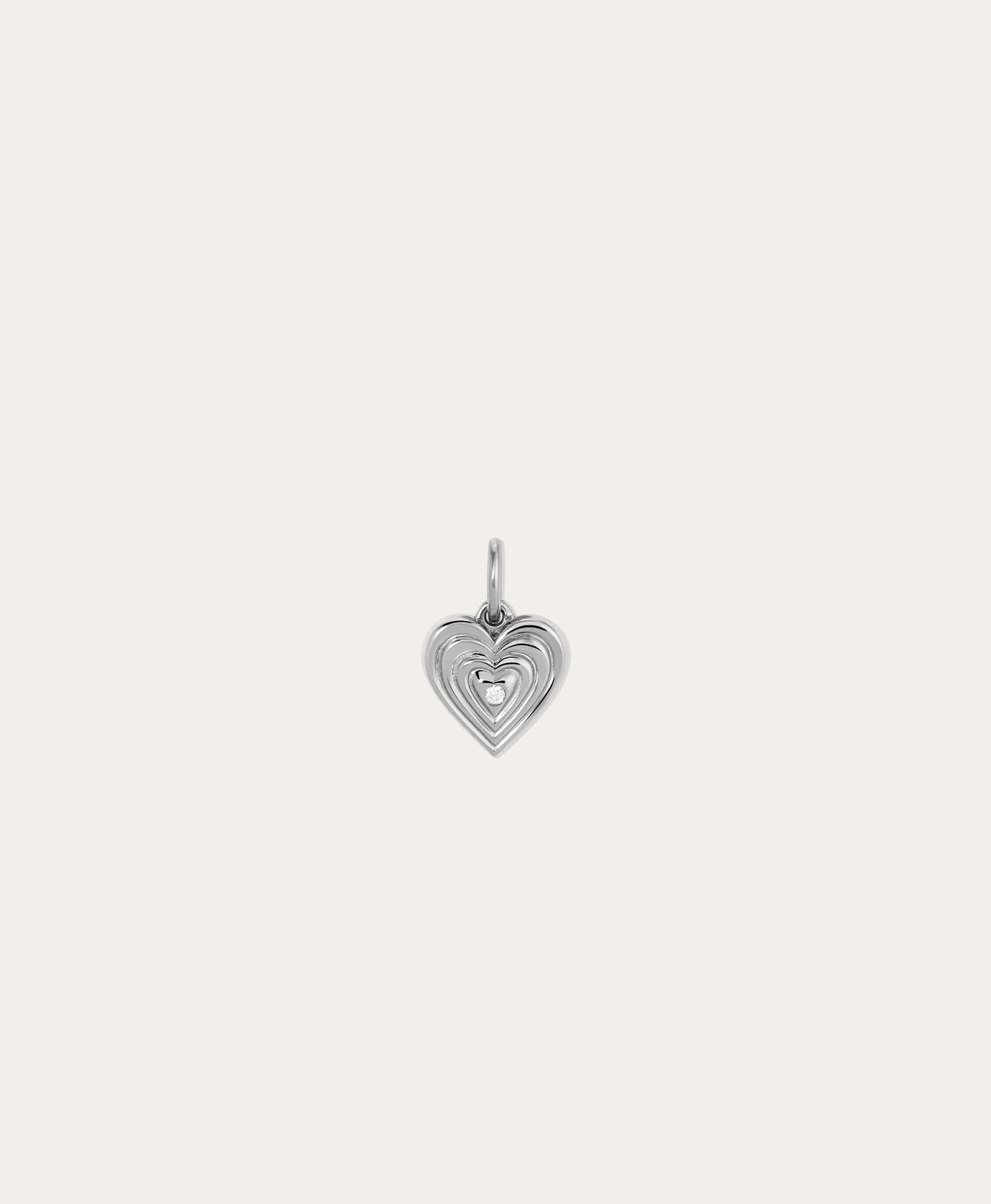 Groovy Diamond Heart Locket Mini Charm in Sterling Silver