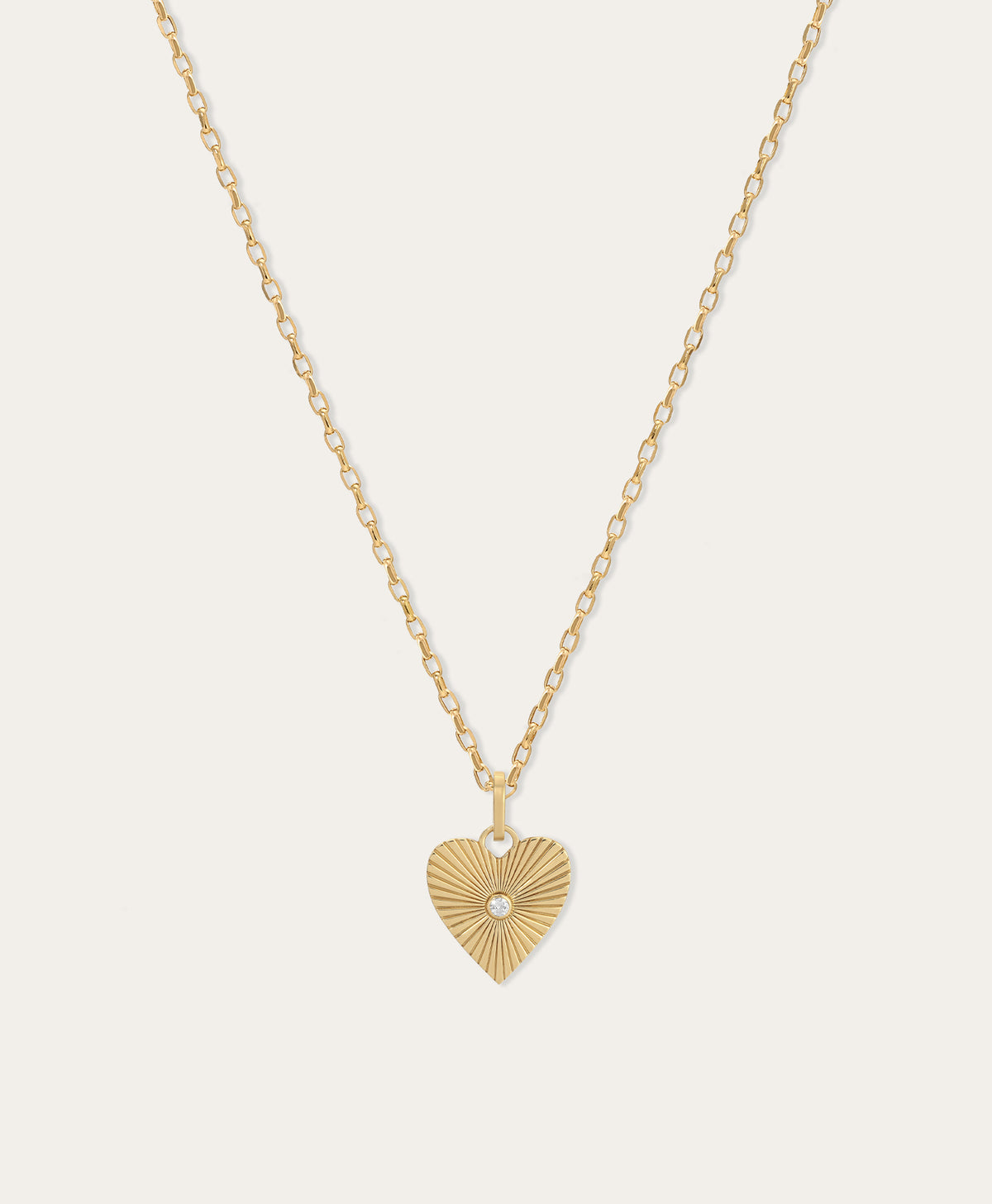 Groovy Diamond Heart Rays Charm Necklace