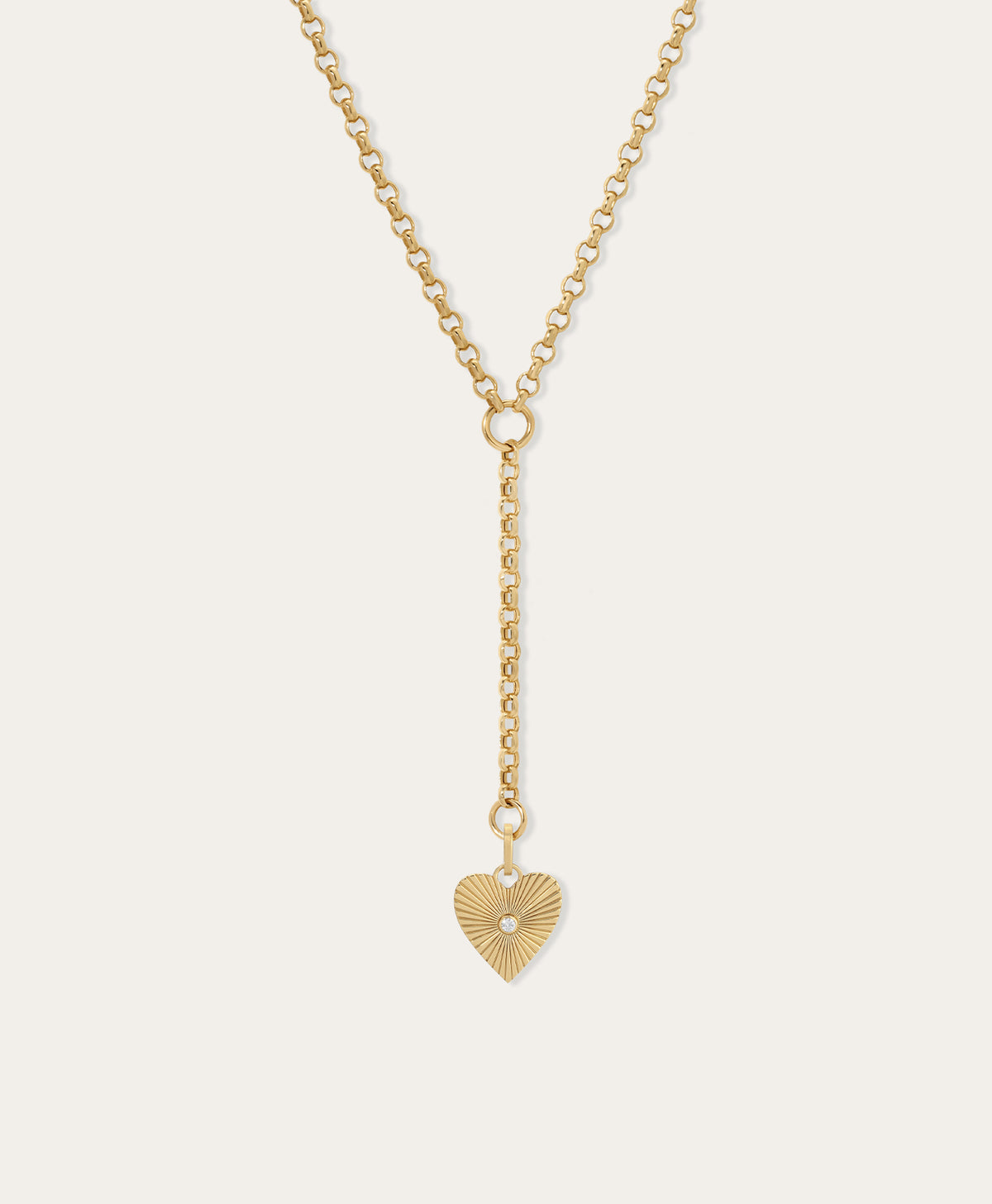 Groovy Diamond Heart Rays Lariat Necklace