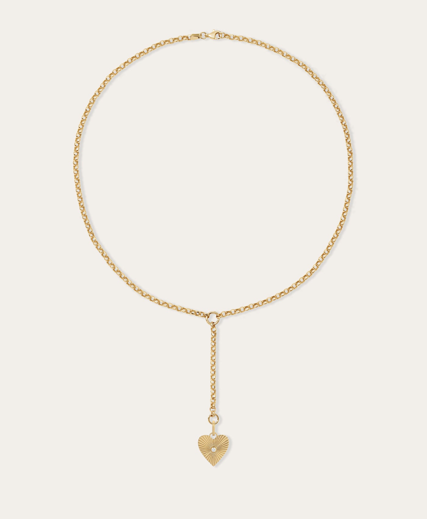 Groovy Diamond Heart Rays Lariat Necklace