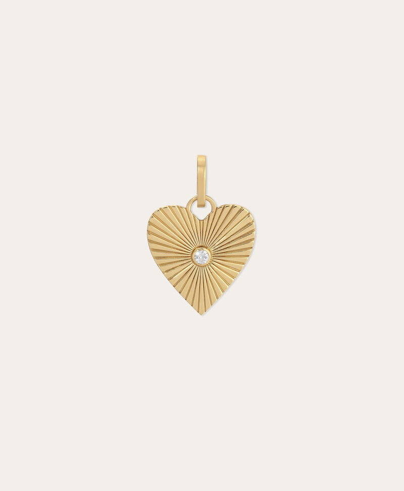 Groovy Diamond Heart Rays Hinged Charm