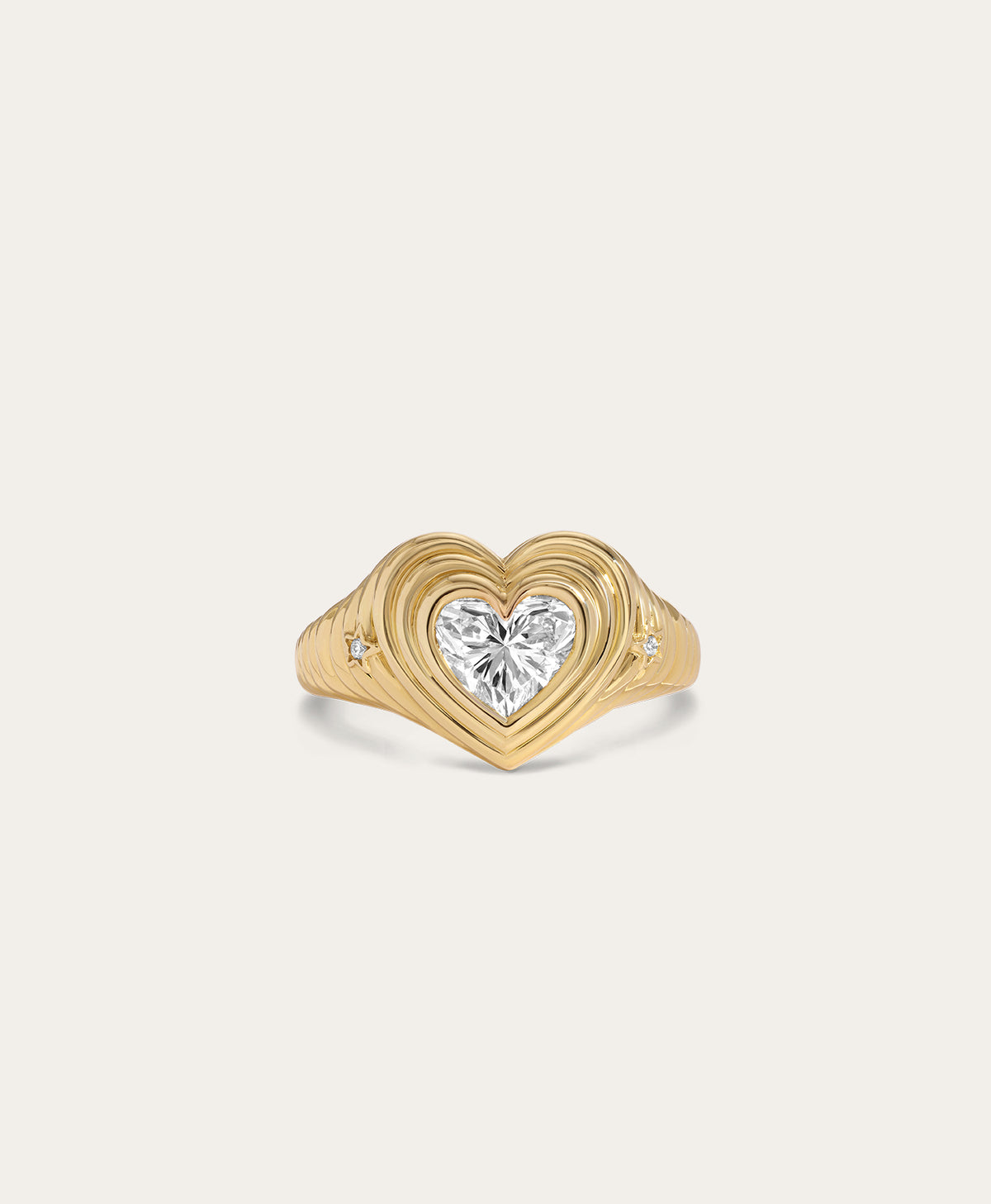 Groovy Diamond Heart Signet Ring