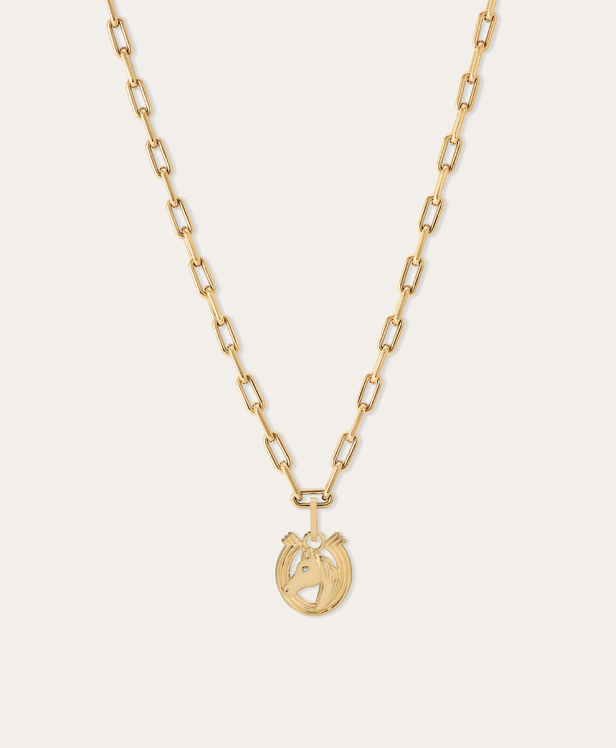 Groovy Diamond Horse Head Charm Necklace