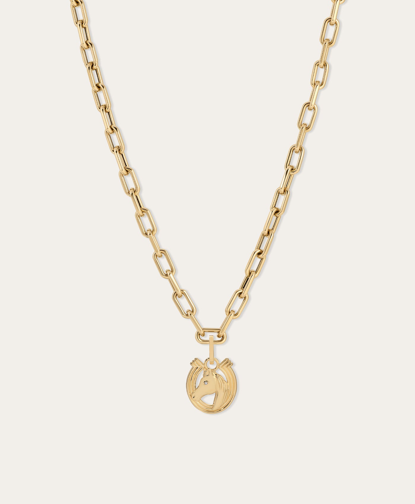 Groovy Diamond Horse Head Charm Necklace