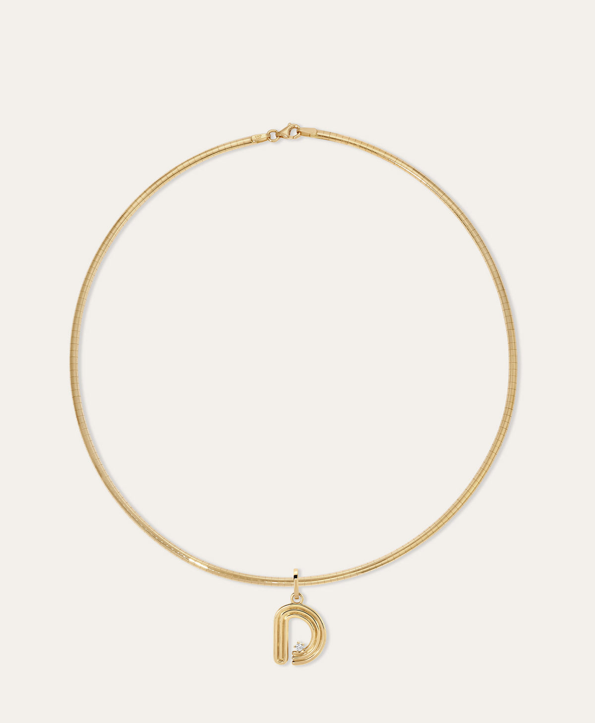 Groovy Diamond Initial Charm Necklace on Omega Chain