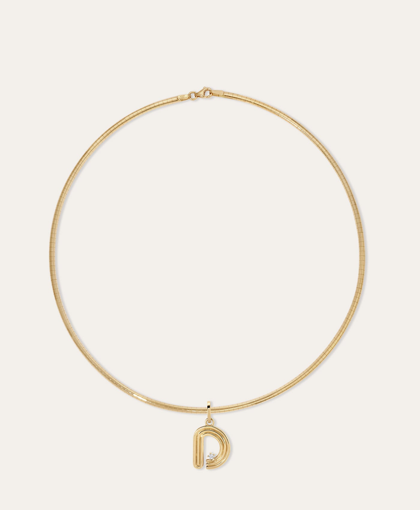 Groovy Diamond Initial Charm Necklace on Omega Chain