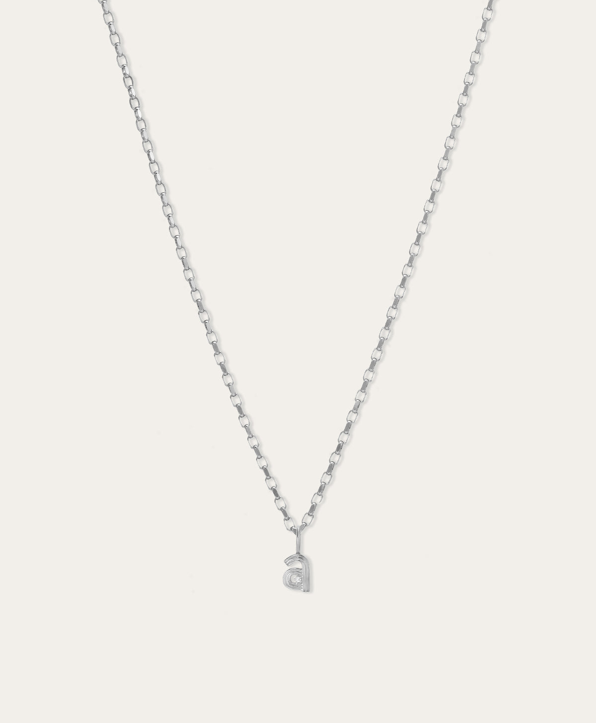 Groovy Diamond Initial Mini Charm Necklace on Italian Chain in Sterling Silver